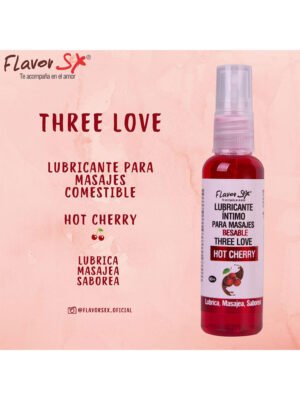 Lubricante three love hot cherry 60ml flavor