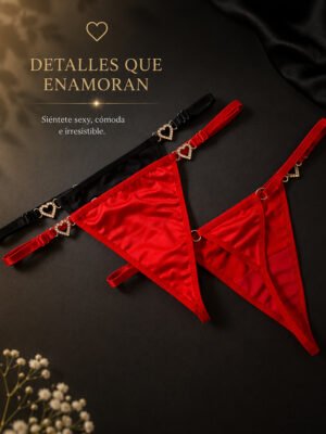 Panty corazon plateado